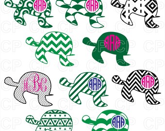 Turtle SVG Cut Files, Turtle Clipart, Turtle Monogram Frames Cut Files for Cricut, Silhouette Studio_Digital Download