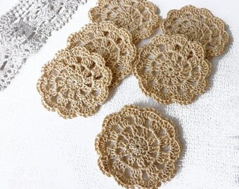 6 flowers crochet applique retro "5 cm (2)