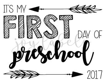 Printable First Day of School Signs for 2017 First Day pictures Download - Preschool, instant download