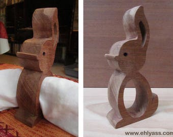 Napkin rabbit 3 wooden fretwork (thick)