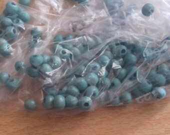 Lot of 143 Pearly blue wooden beads