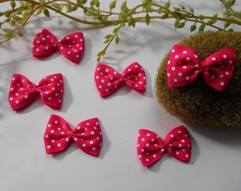 6 knots in fuchsia and white polka-dots - 4cm / 2.5 cm