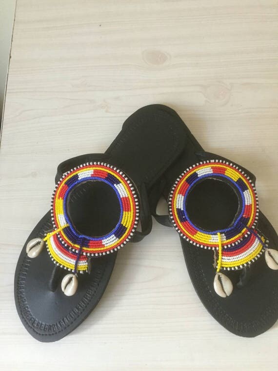 Beaded masai sandals Kenyan sandals Flat wedding shoes