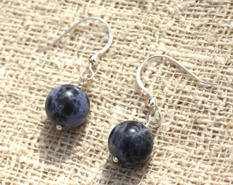 Earrings 925 Silver - Sodalite 10mm