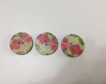Set of 3 wood buttons sewing buttons