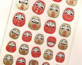Japanese Traditional Seal "Daruma",auspicious goods,lucky, schedule, planner,cute,kawaii,Tokyo,Japan,sticker,calendar stickers