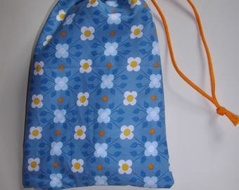 reversible flower and polka dot pouch bag