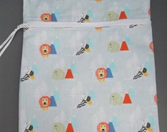 Zoo Print Zipper Pouch, Zip Up Pouch, Purse, Lion, Zebra, Elephant