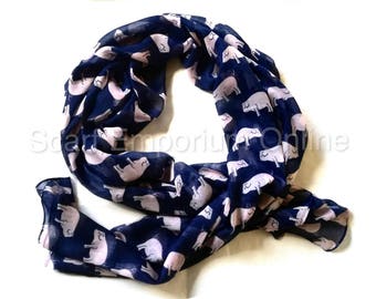 Exquisite Pink Pig & Blue Scarf / Fashion Accessories / Women Scarves / Gifts For Her