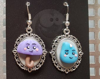 Rain and umbrella Kawaii earrings polymer clay