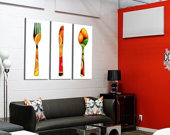 Painting on canvas covered triptych 3 x(40x100) citrus