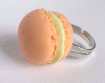 Orange vanilla macaron ring polymer clay