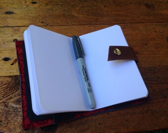 Handmade leather journal cover a6 refillable blue