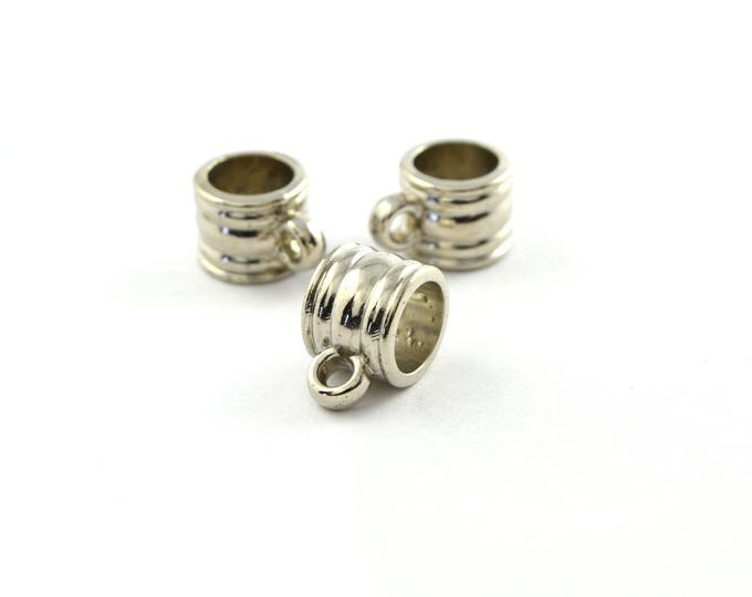 3 beads tube large hole silver imitation metal for 8mm cord