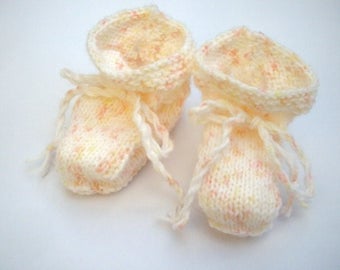 pink orange mottled white baby booties