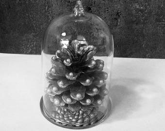 Christmas ornament - Pinecone beaded under glass