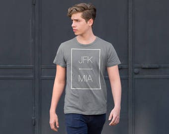 Custom Airport Code Travel Tee (Color Gray)