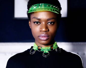Solar Gladiatrix Choker - Neon PVC Choker - plastic necklace