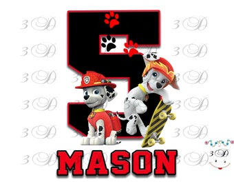 Paw Patrol Birthday Shirt Iron On Transfer. Paw Patrol Iron On Transfer Design. Paw Patrol DIY Birthday Shirt Transfer. Digital File Only