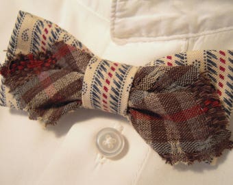 Stripes and plaid fabric bow