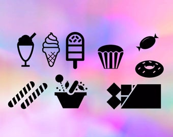Sweets svg, candy svg, ice cream svg, chocolate svg, doughnuts svg, treats svg, Food svg, food, silhouette cameo, cricut files, dxf, png svg