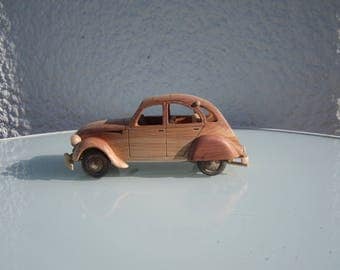 Wooden miniature of a Citroen CV 2 1/24 scale Juniper.