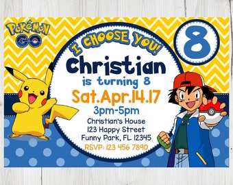 SUPER SALE -80%: Pokemon Instant Download Invitation, Pokemon Invitation, Pokemon Party, Pokemon Birthday Invitation, Pokemon Go Invitation