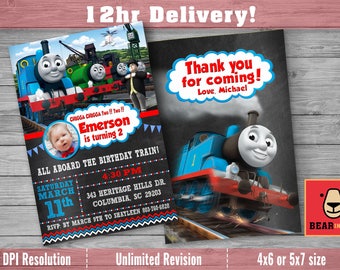 Thomas The Train Invitation with Photo and FREE Thank you card! Thomas The Train Birthday, Thomas The Train Birthday, Thomas The Train-A338