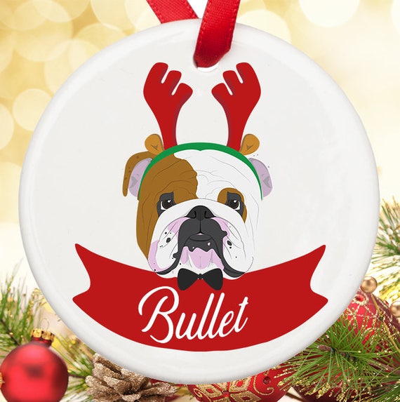 english bulldog christmas pillow