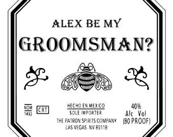 Patron label, Patron Label cake topper, Tequila Label Design, Patron, custom cake topper design, custom tequila label groomsmen proposal