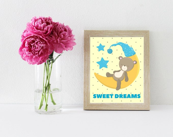 Sweet Dreams Baby Boy,set of FIVE instant download DIY printable, for your Baby Boy's bedroom.