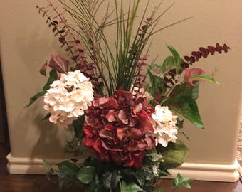 Floral Arrangement Home Decor Burgandy/Cream Colors