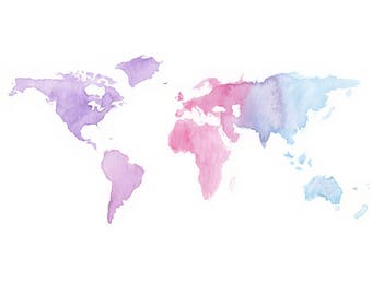 Zentangle Watercolour World Map Print