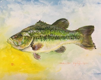 Largemouth Bass Original Acrylic Painting by Lawrence Dyer