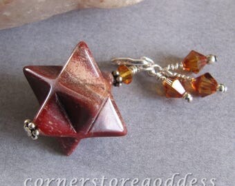 Jasper Merkaba Merkabah Charm Zipper Pull by Cornerstoregoddess