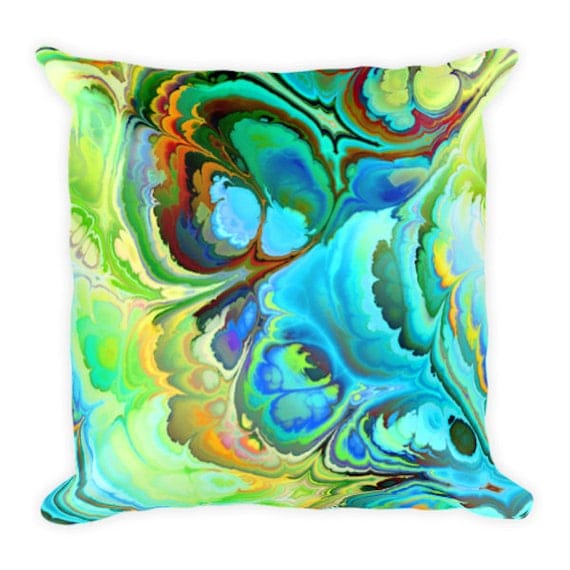 Contemporary Pastels Throw Decorative Designer Artist Created Pillow 18 inch Square with Zipper and Insert