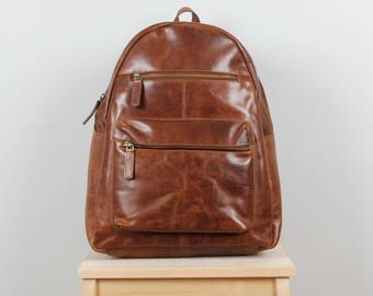 Large Leather Backpack, Rucksack, Purse, antique brown