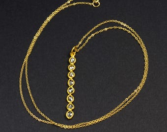 18k Solid Yellow Gold Rose Cut Champagne Diamond Pendant Necklace 18 INCH