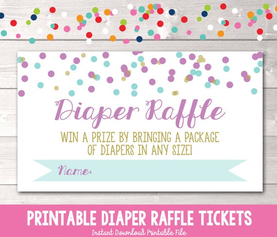 printable diaper raffle tickets instant download pdf for baby