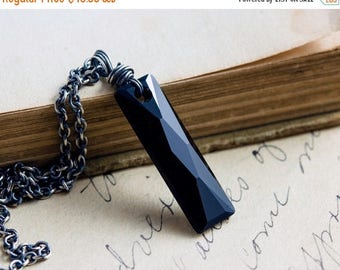 Crystal Necklace, Crystal Pendant, Swarovski Crystal, Pendant Necklace, Geometric Necklace, Black, Sterling Silver, Swarovski Crystal