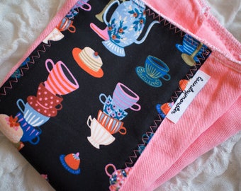 Baby burp cloth - tea party coral pink hand dyed burp cloth