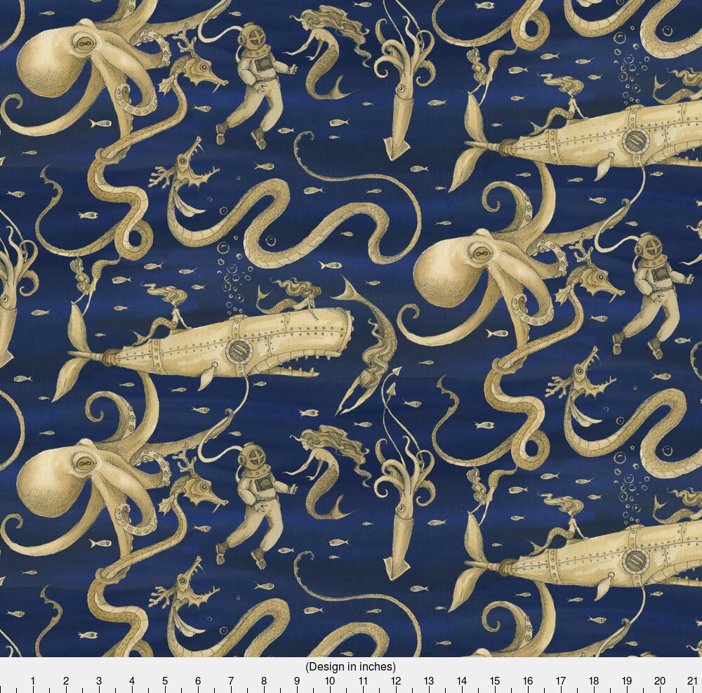 Deep Sea Divers Fabric The Deep Deep Depths By Ceanirminger