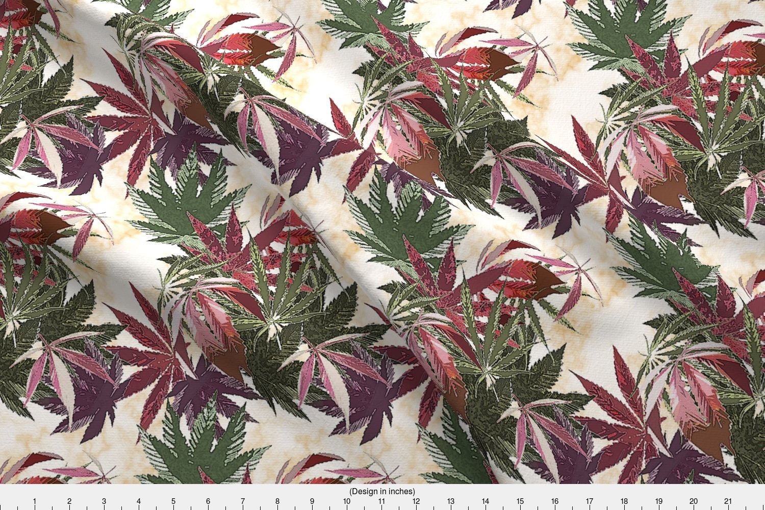 Marijuana Fabric - Marijuana Mix Marble By Camomoto - Marijuana Cotton