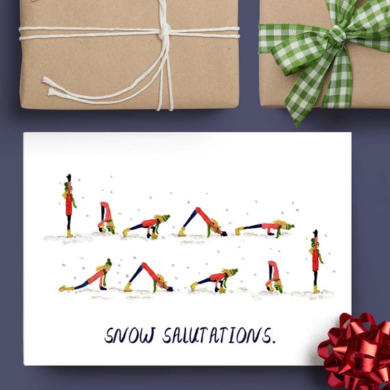 Snow Salutations Yoga Holiday Card Blank Inside Snow Salutations Yoga Holiday Card Blank Inside