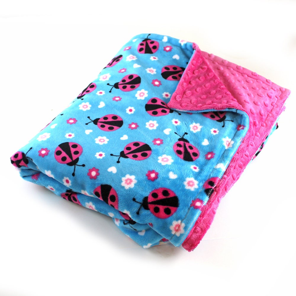 Minky Adult Blanket Personalized Blanket Fuchsia Pink Blue