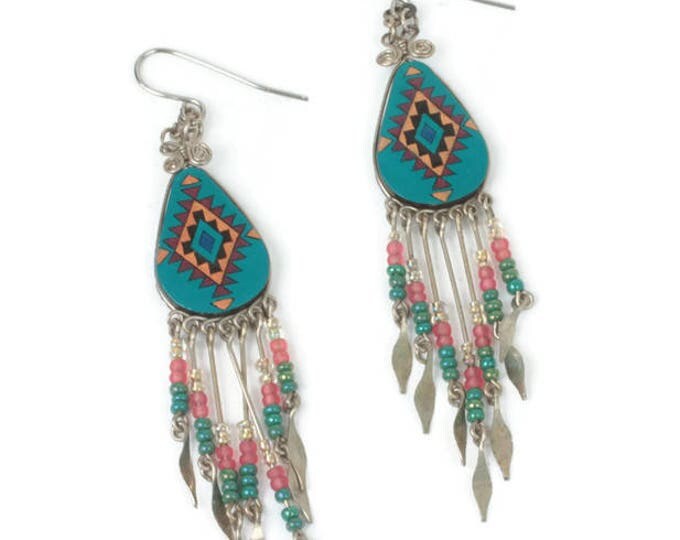 Southwestern Design Dangle Earrings Beaded Drops French Hooks Festival Boho