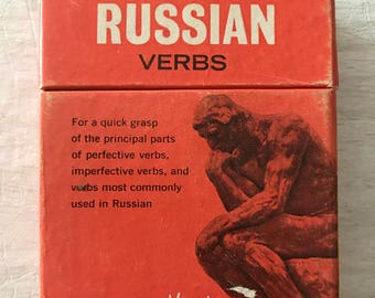1960s Vis Ed Russian Language Compact Fact Flash Cards - Verbs