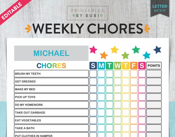 Kids Chore Chart Chore Chart for Kids Kids Chores