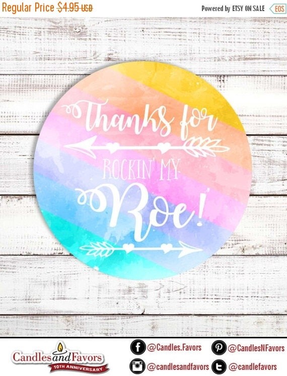 Sale Thanks For Rockin My Roe - Fashion Consulting Stickers - Rainbow Watercolor Personalized Round Sticker Labels - Available in 8 sizes Il_570xn