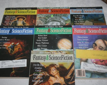 Seven 7 Vintage Fantasy & Science Fiction Magazines Sci Fi Fantasy Science Fiction 1992